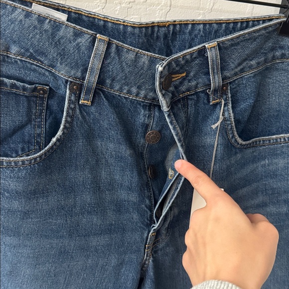 6397 Shorty Jeans Size 26 Bur Tea Wash Button Fly Distressed Ankle Hem - Picture 5 of 15